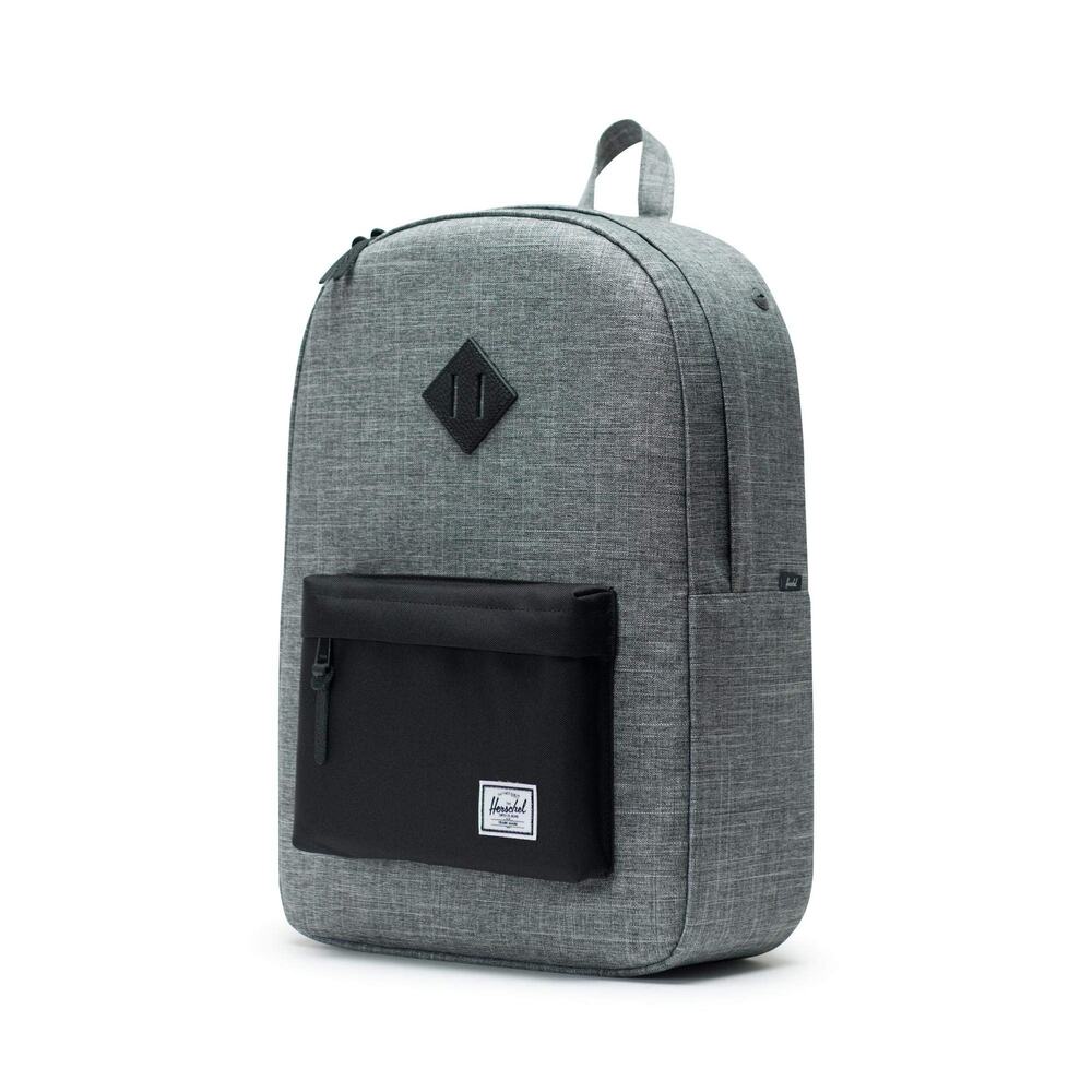NWT Herschel Unisex Heritage Backpack 21.5L Raven Crosshatch Black Leather Trim